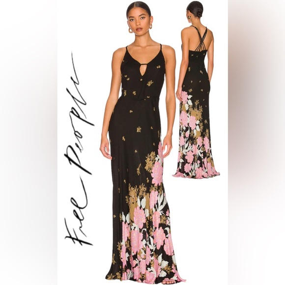 NWT Free People Womens Get To You Printed Max Black Combo Small